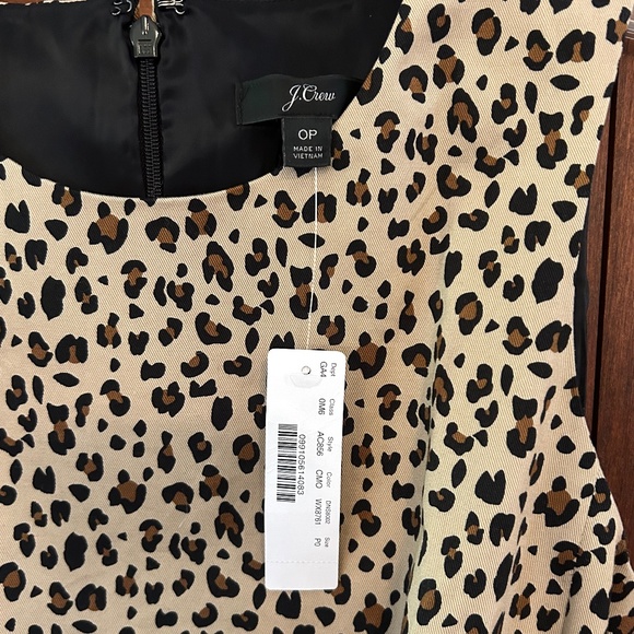 J. Crew NWT Petite Sleeveless Leopard Print Belted Sheath Size 0P - Picture 3 of 5